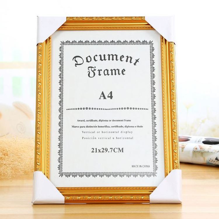 Hot Selling European Style Plastic Gold Frame Certificate Frame Decoration Photo  Cuadros OTHER Frame 1