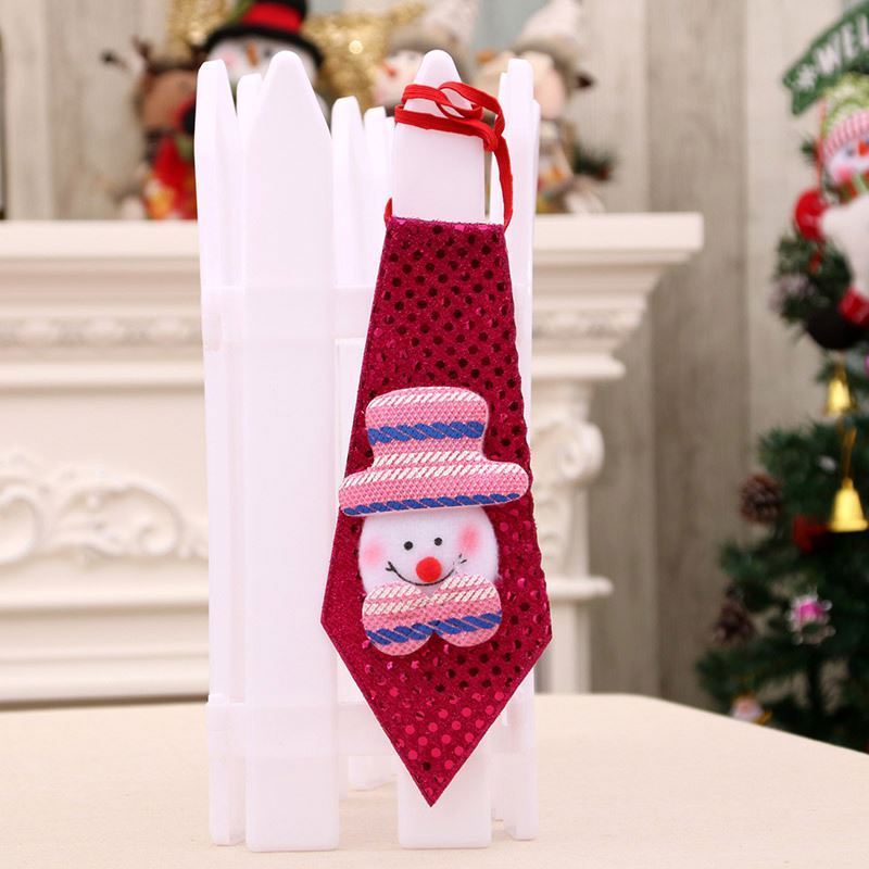 1 Sequins Santa Claus Snowman Reindeer Bear Christmas Decoration Tie For Home Xmas Kids Toy