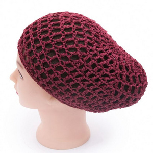 Wholesale Unisex Polyester Hair Night Sleep Hat Hair Crocchet Net Cap Summer Head Covers Solid Wig Cap Turban Bonnet