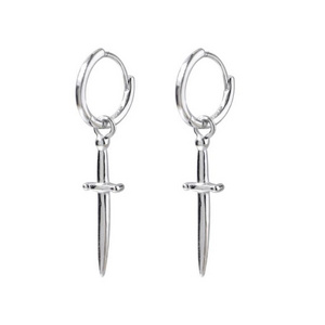 1 Hot sale punk 925 sterling silver dangle dagger sword earrings for women and men