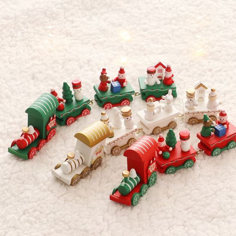 1 Christmas Wooden Train Mini Train Decor Set for Christmas Party  Kids Gift Set Under Christmas Tree Decorations