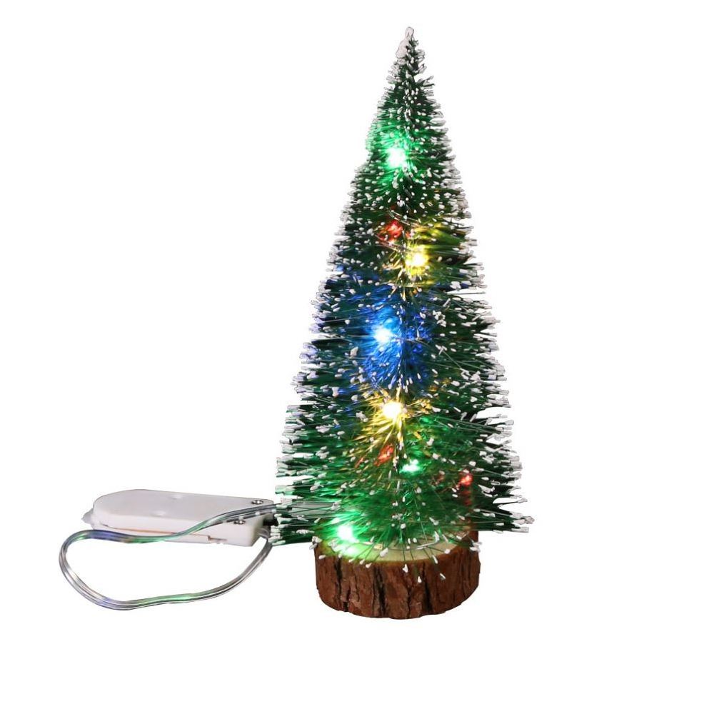 1 Green Cedar Led Light White Edge Pine Needle Tree Christmas Ornament Desktop Gift Mini Small Christmas Tree