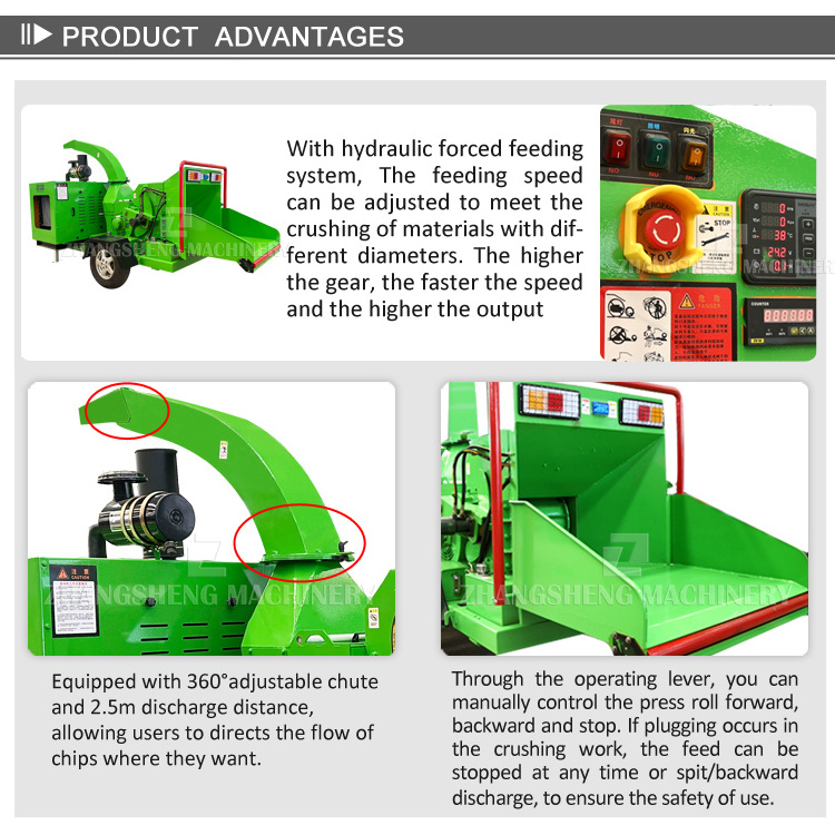 high quality diesel engine tree trimming machine coconut crusher industrial log grinders