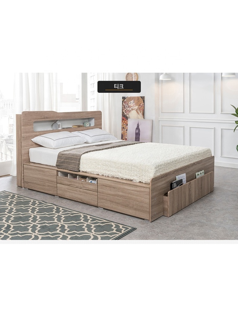 Best Quality Comfortable Classic Wooden Storage Bed Super Single Size Cozy Korean Style Bed room Furniture