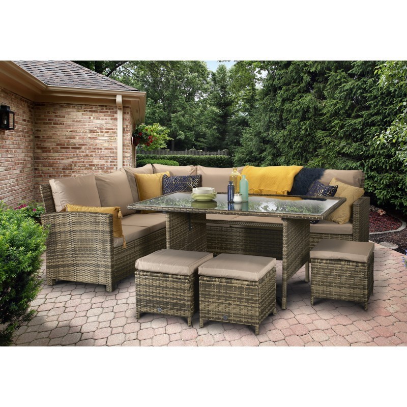 All weather wicker rattan woven outdoor balcony patio garden seating furniture set sectional outdoor corner sofa