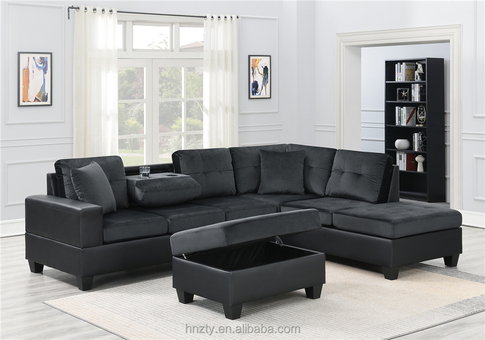 Reversible Sectional Couch L Shape Sofa Wholesale Living Room Linen Fabric Corner leather Sofa Bed Set