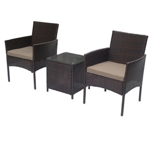 Leisure Modern Simple Wicker Rattan Garden Sofa Set Furniture Outdoor handcrafted wicker sofa and Chair with table set