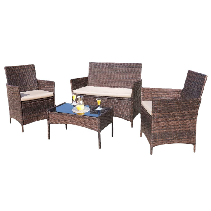 All weather outdoor patio sofa set injection resin plastic wicker rattan looking garden sofas outdoor furniture