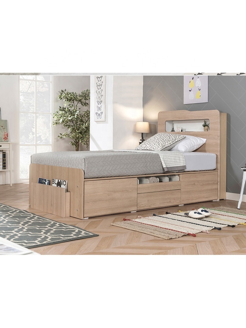 Best Quality Comfortable Classic Wooden Storage Bed Super Single Size Cozy Korean Style Bed room Furniture