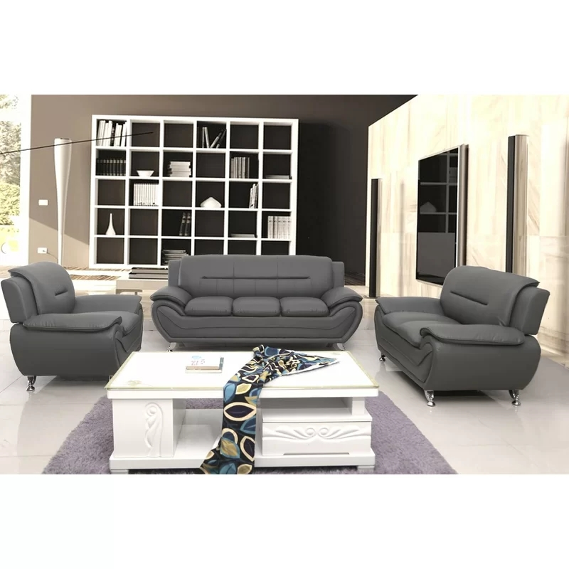 2022 cheap living room furniture sofas, sectionals L shape leather sofa set with customize material function side table