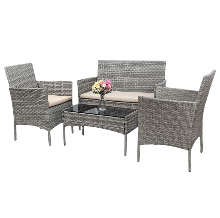 All weather outdoor patio sofa set injection resin plastic wicker rattan looking garden sofas outdoor furniture