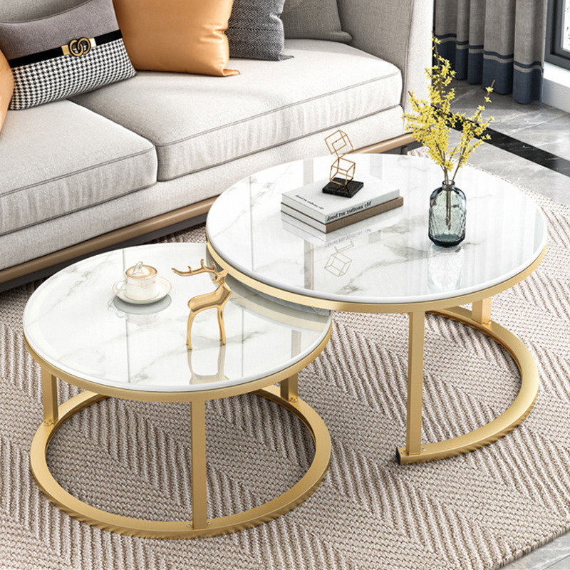 High Fashion Stainless Steel Living Room Round Coffee Table Furniture In Gold or Silver