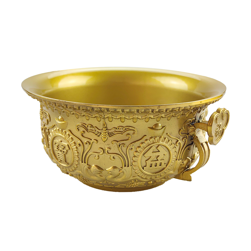 2024 luxury Copper products home metal golden fengshui brass wealth treasure bowl ornaments