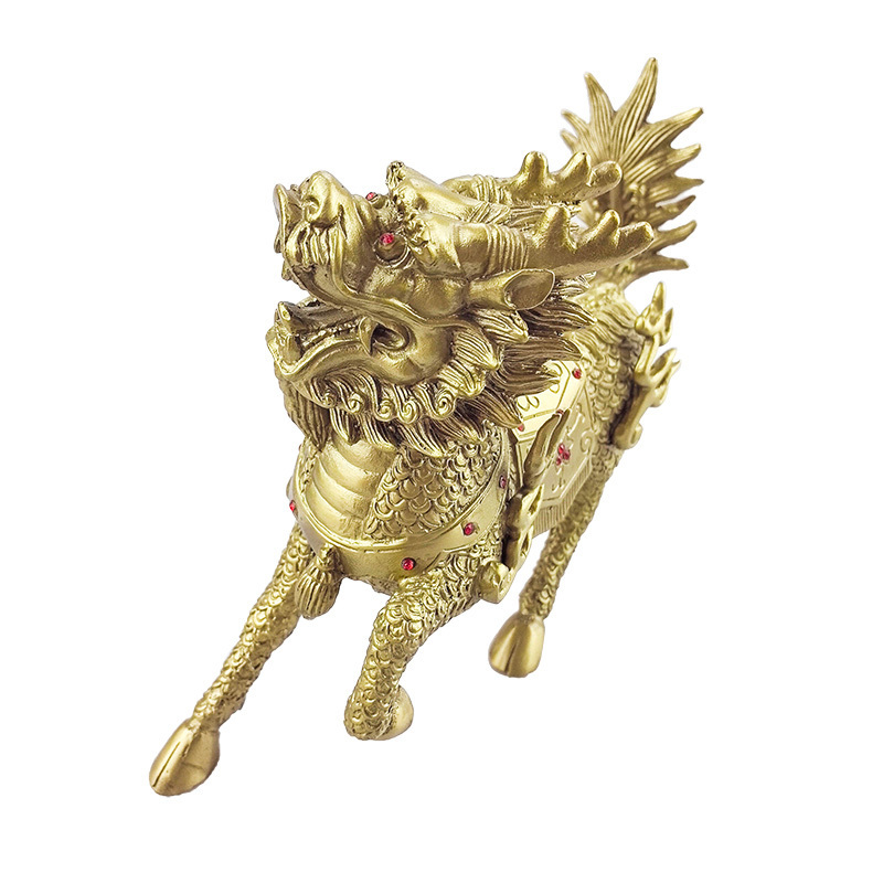 Factory customize copper goat statue products home metal sculpture golden brass fire qilin ornaments brass sculpture