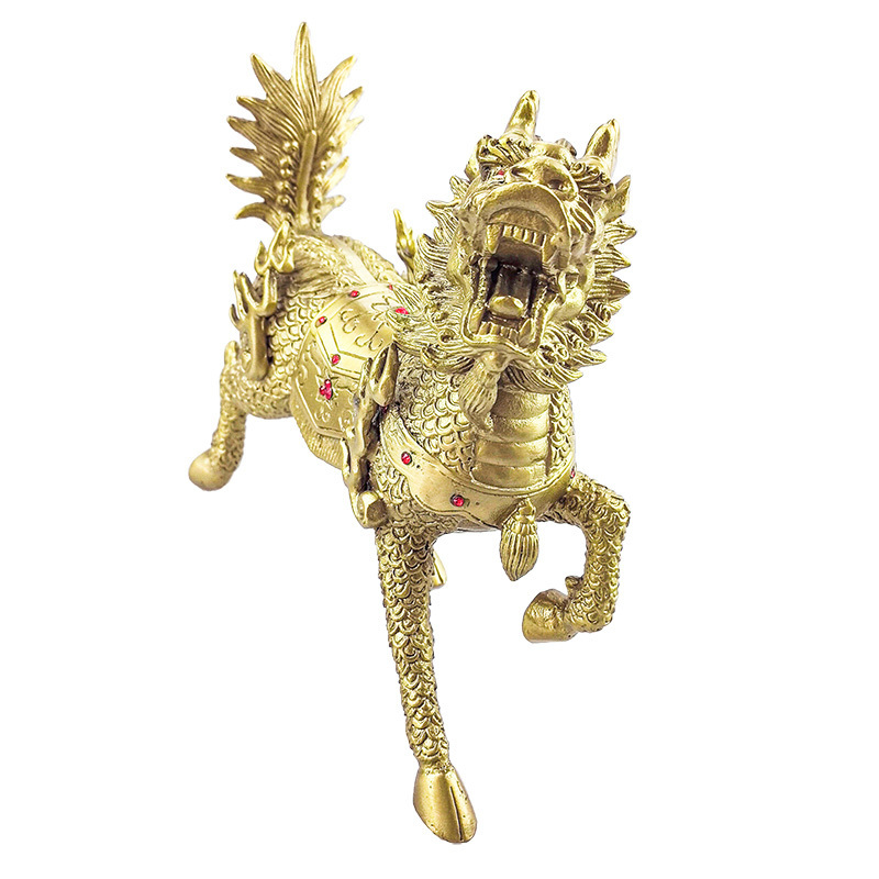 Factory customize copper goat statue products home metal sculpture golden brass fire qilin ornaments brass sculpture