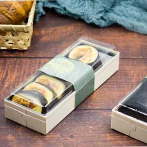 Hot Selling Take Away Small Kraft Paper Cookie Lunch Japanese Sushi Wooden Bento Box Disposable