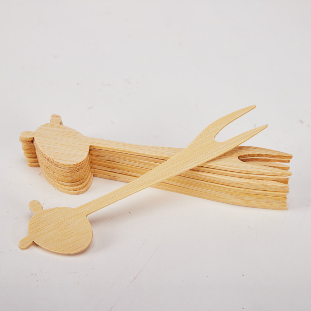 Party Small Cute Animal Cocktail Fondue Salad Dessert Cake Fruit Picker Mini Wooden Disposable Bamboo Forks