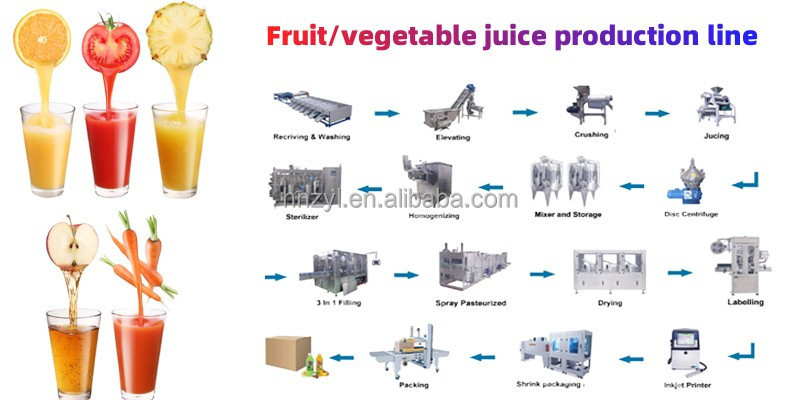 Complete Full Automatic fresh Fruit Juice Processing Line Drink Production Line Juice Filling Machine