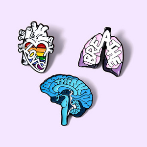 New Medical Anatomy Art Human Lung Medicine Brooch Funny Enamel Pin Organ Brain Heart Decorative Pins