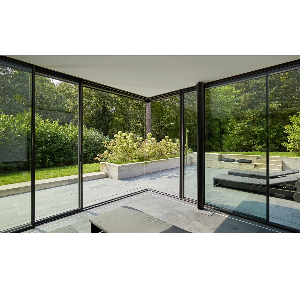 Clear GLASS-ALUMINUM WINDOWS Modern Horizontal Stainless Steel Home Public Glass Door with Aluminum Frame