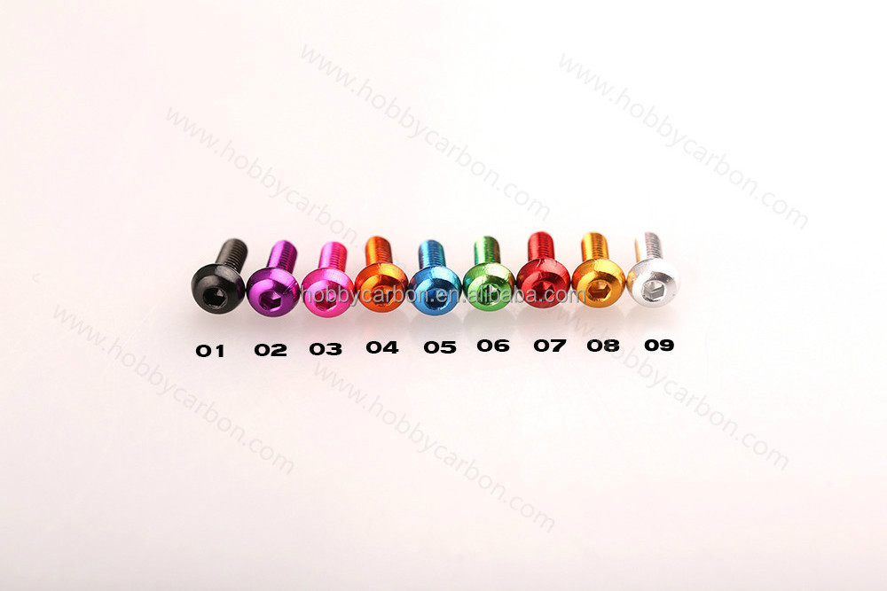 Anodised Aluminum M3 Screws M3x6mm,M3x8mm,M3x10mm,M3x12mm socket Head 7075 button flat customized countersunk stainless steel