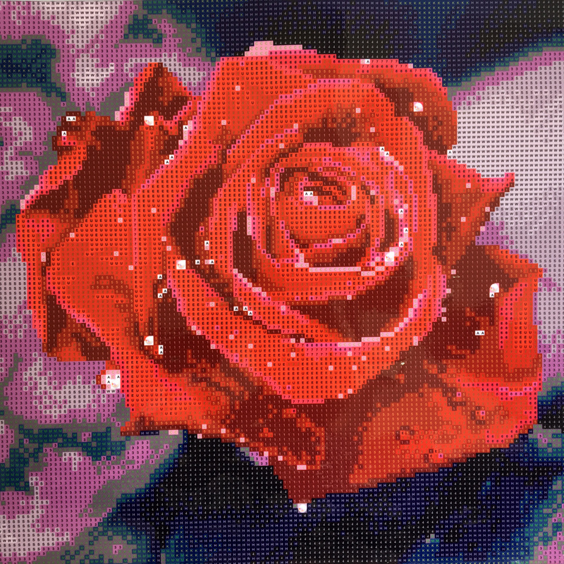 Beautiful rose pattern diamond painting glue with sticky printing canvas