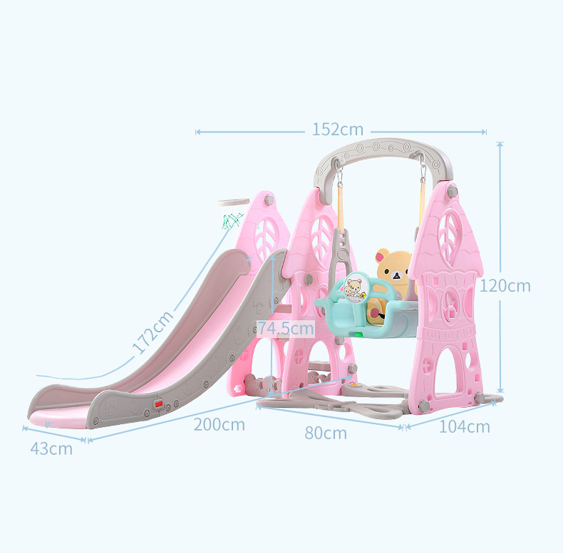 Updated Indoor 3 in 1 Children Happy Play Center Baby Toy Swing and Slide Set