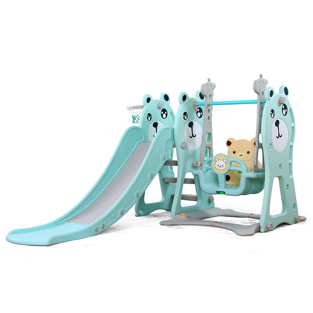 Updated cheap home playhouse toddler indoor plastic baby toy swing and slide set