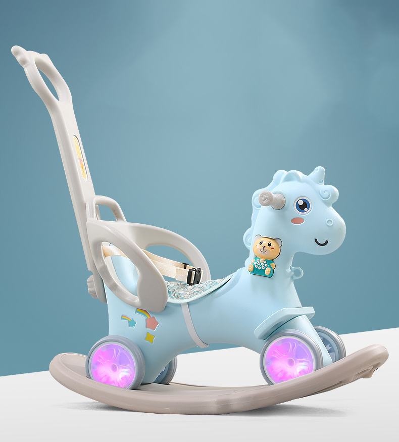 Updated Children Plastic 2 in 1 Baby Riding Toy Animal Rocking Horse for Kids