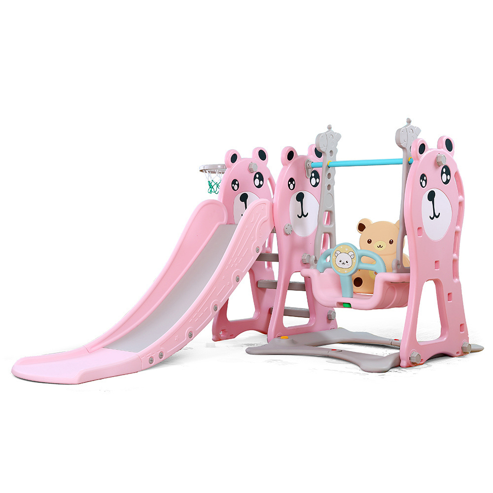 High Quality Indoor Plastic Children Baby Slide and Swing Set for Kids