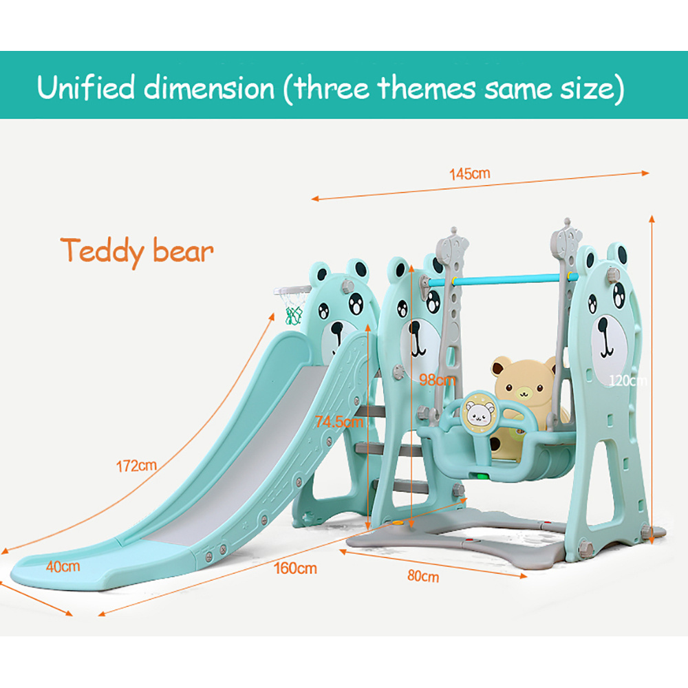 High Quality Indoor Plastic Children Baby Slide and Swing Set for Kids