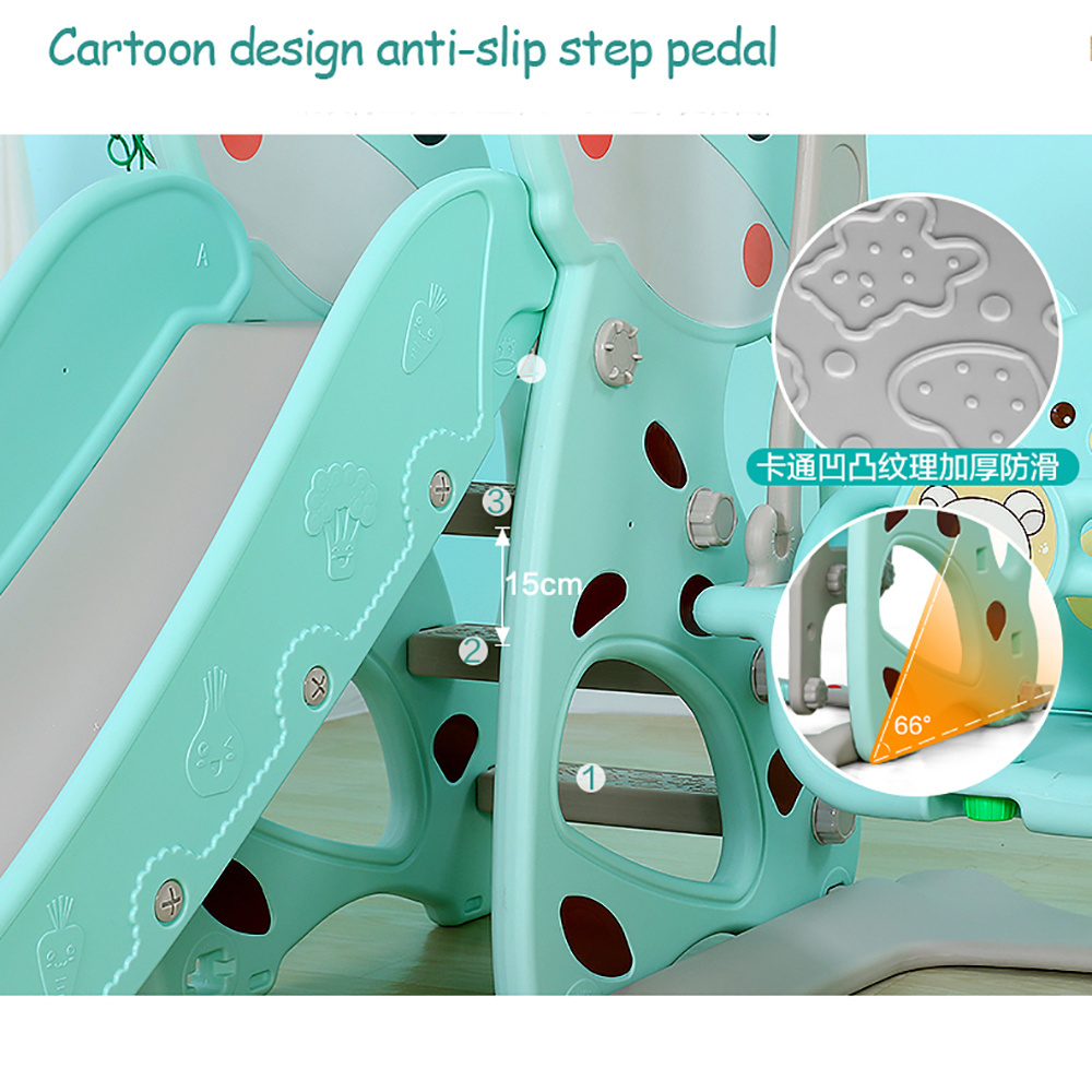 High Quality Indoor Plastic Children Baby Slide and Swing Set for Kids