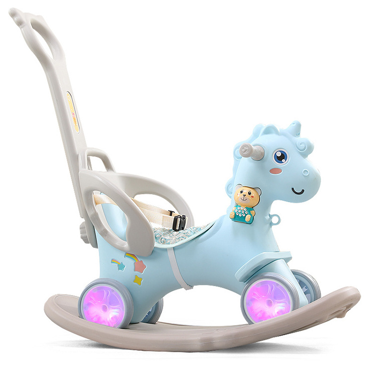 Updated Children Plastic 2 in 1 Baby Riding Toy Animal Rocking Horse for Kids