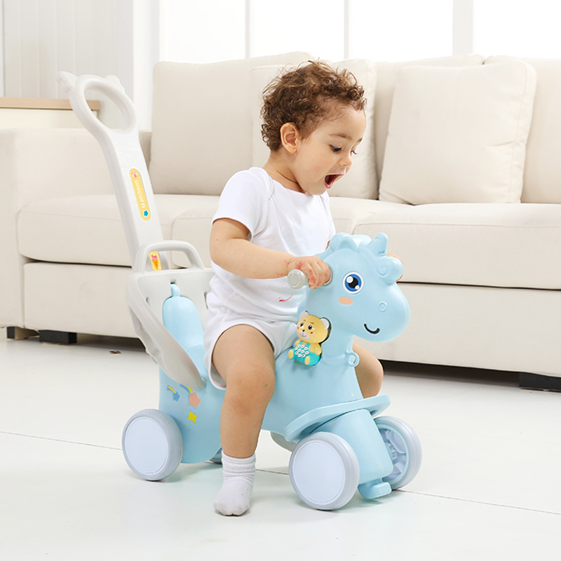 Updated Children Plastic 2 in 1 Baby Riding Toy Animal Rocking Horse for Kids