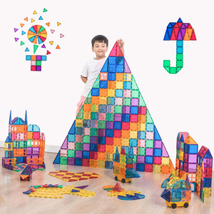 2023 Hot Sale 100 pcs Clear 3D Building Blocks Construction Magnetic Tiles For Kids