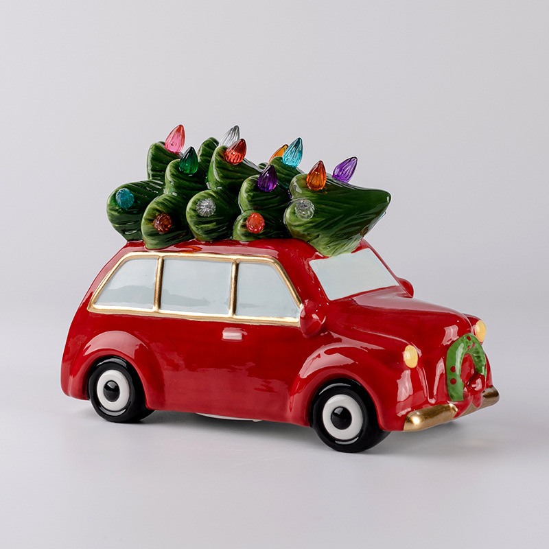 New custom Personalized Christmas Ornaments Tree Hanging Car Truck bus shape Christmas Ceramic Ornaments