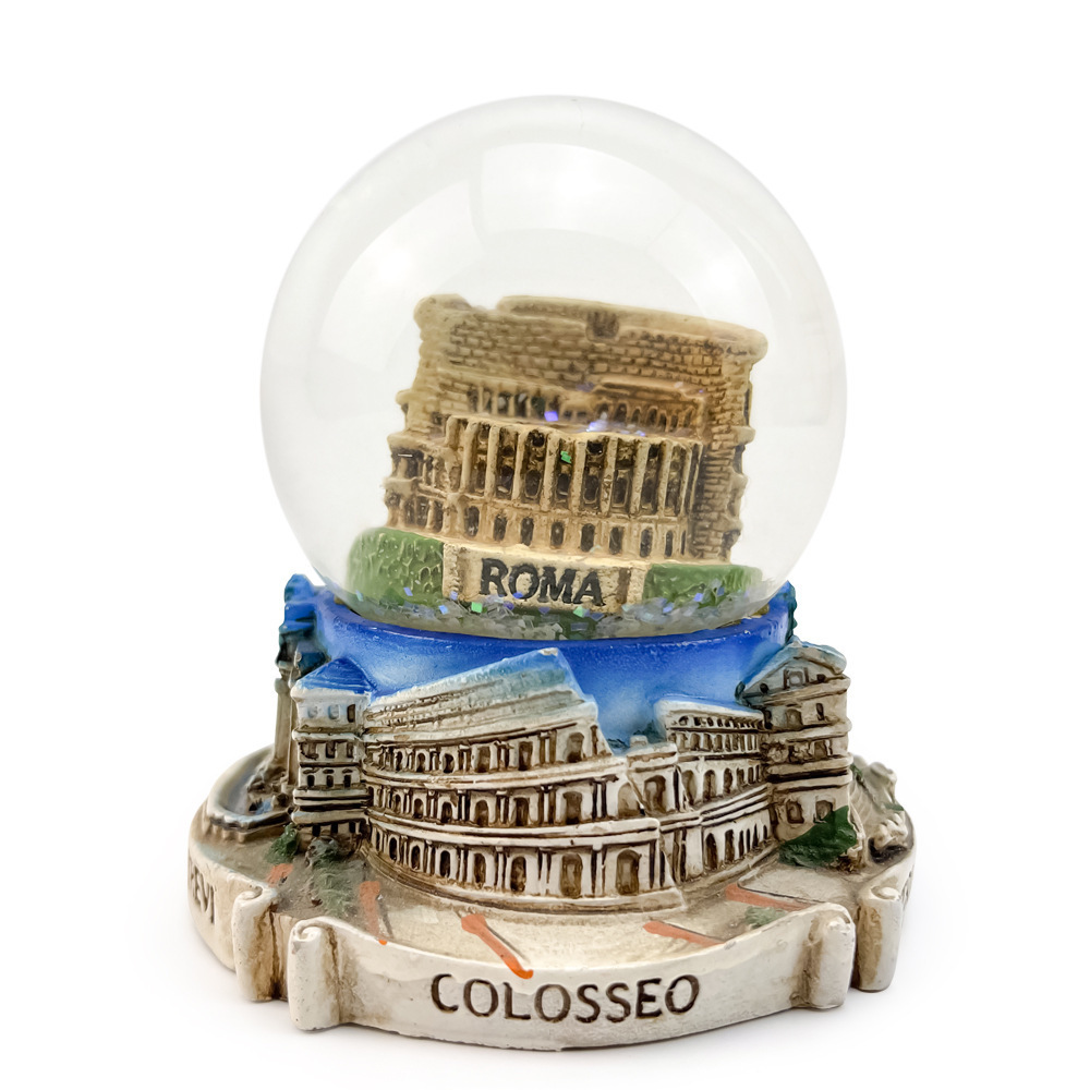 European Snowflake Ball Italian Ancient Roman Arena Tourist Souvenir Snow Globe Gifts Resin Water Globe Ball Glass Snowball