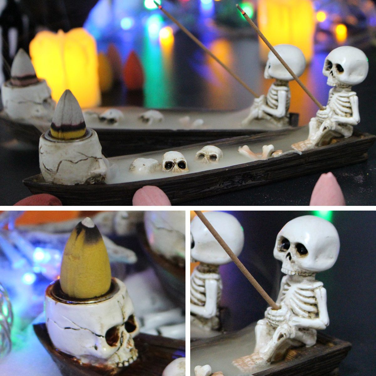 Custom size scary skeleton boat air freshener incense holder halloween party horror decor