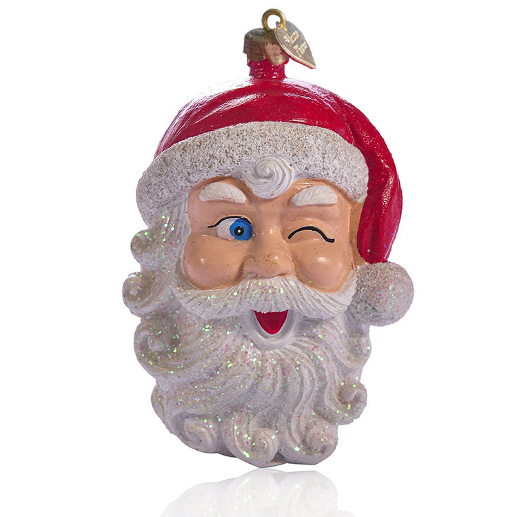 Custom santa claus head Christmas tree pendant hanging ornaments decoration personalised christmas ornaments manufacturers