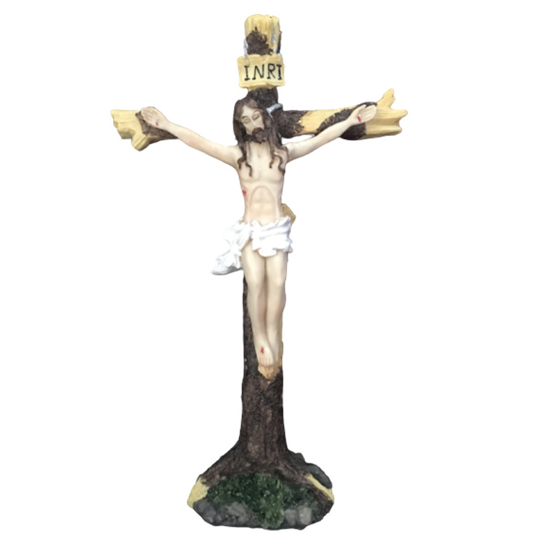 Resin Religion Crafts Jesus Christ Cross Crucifixion Statue Customized Figurines for Home Decoration