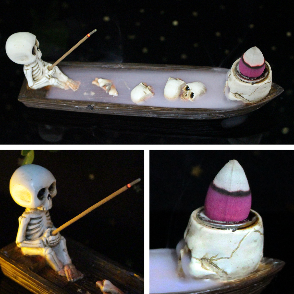 Custom size scary skeleton boat air freshener incense holder halloween party horror decor