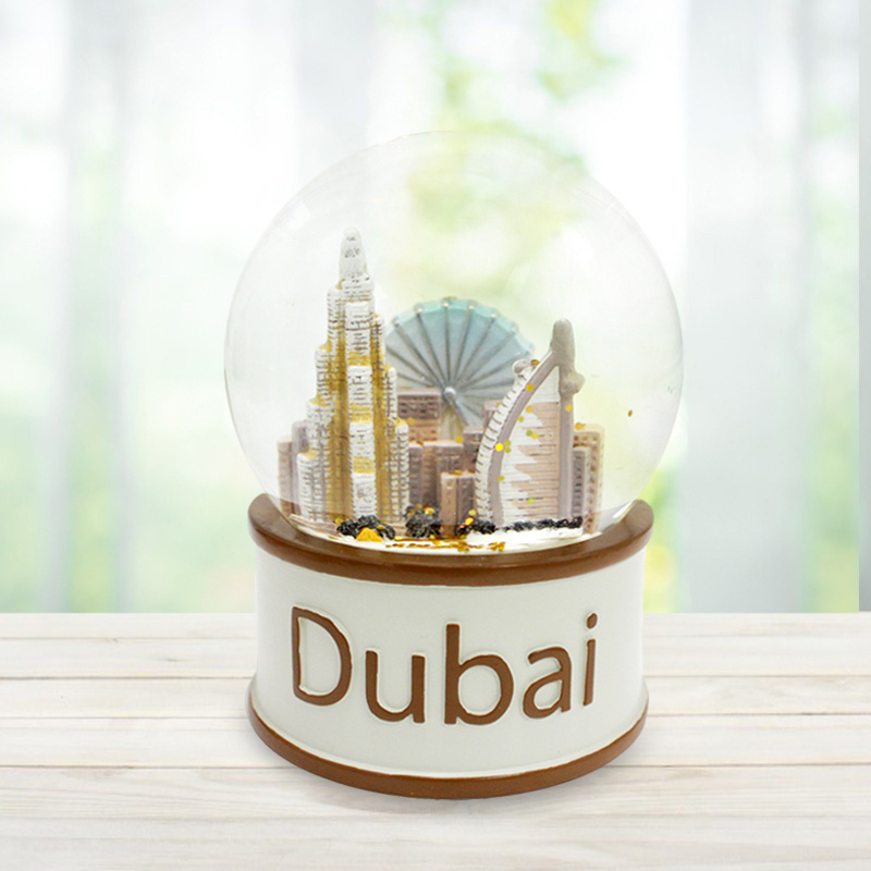 custom resin 3D building tourist souvenir gift glass snowglobe I love dubai country souvenir snow globe