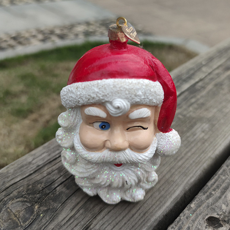 Custom santa claus head Christmas tree pendant hanging ornaments decoration personalised christmas ornaments manufacturers