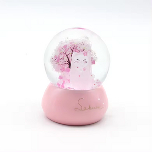 Personalized Handmade Resin Water Globe Custom PVC Printing Insert Glass Pink Snow Globe