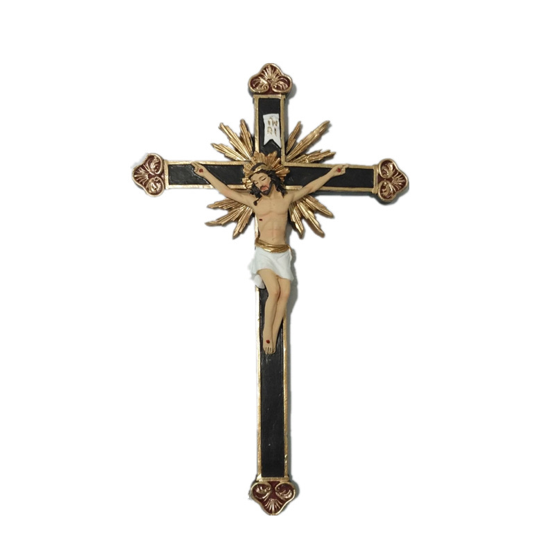 Resin Religion Crafts Jesus Christ Cross Crucifixion Statue Customized Figurines for Home Decoration