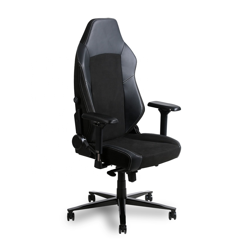 leather and fabric splicing enlarged size five-star Wider backrest and seat cushion computer gaming chair