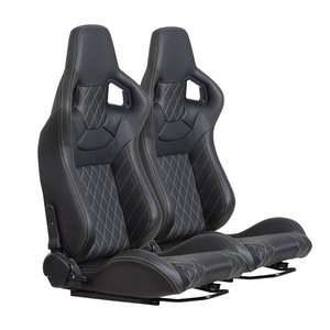 Universal PVC Leather Bucket Seats with Dual Lock Sliders for Front-Back Adjustment - Automotive Racing Seats for Cars