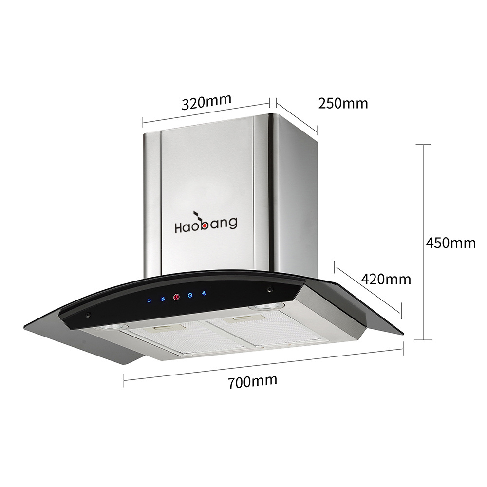 China Wholesale Household Kitchen Chimney Stainless Steel 60cm 90cm Wall Mounted Smart Range Hood