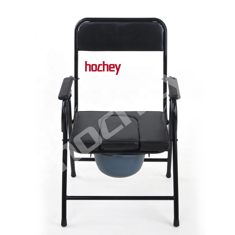 HOCHEY MEDICAL Portable Adjustable Folding Toilet Chair Commode Chair For Elderly