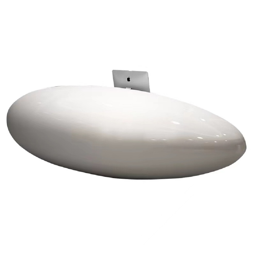 Hochey 2023 Hot Selling White Painted Circular Smooth Reception Desk